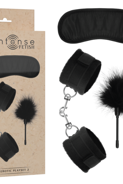INTENSE – FETISH SET ERÓTICO 2 CON ESPOSAS, ANTIFAZ Y PLUMERO