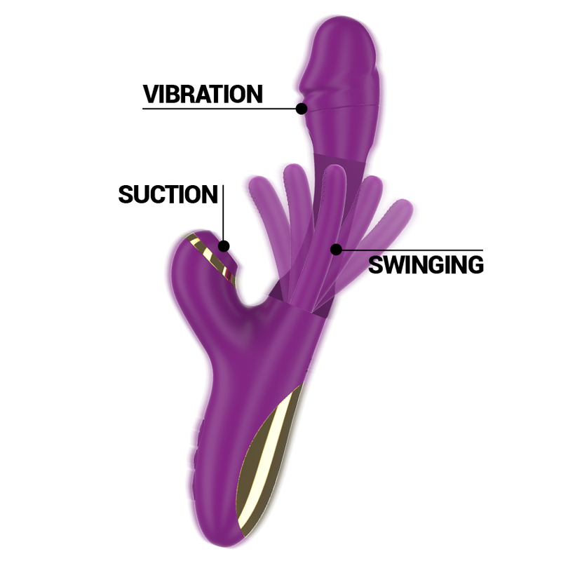 INTENSE - ATENEO VIBRADOR MULTIFUNCIÓN RECARGABLE 7 VIBRACIÓNES CON LENGUA OSCILANTE Y SUCCIONADOR MORADO - Imagen 2