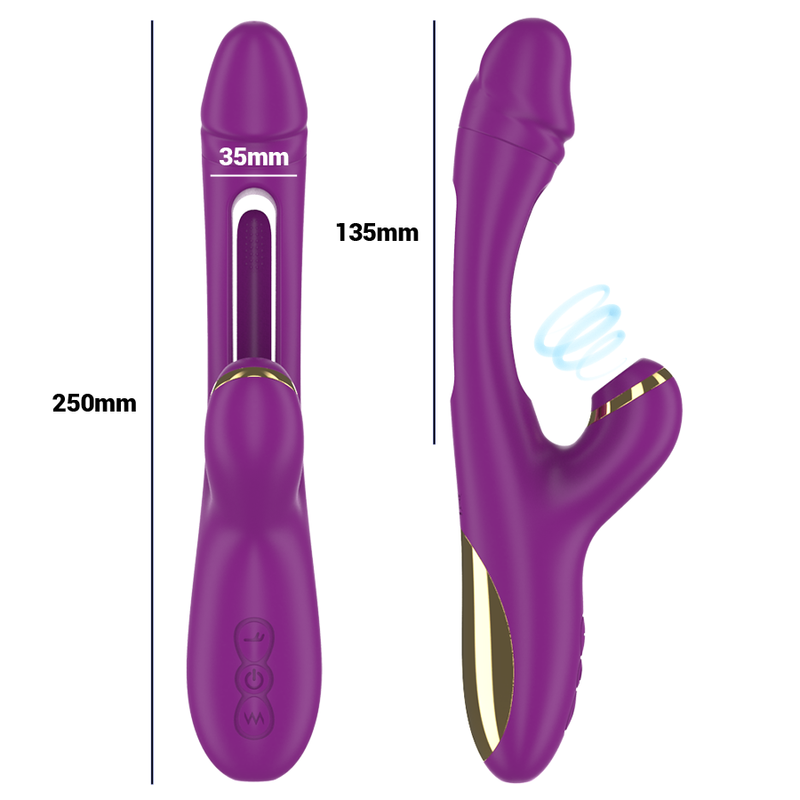INTENSE - ATENEO VIBRADOR MULTIFUNCIÓN RECARGABLE 7 VIBRACIÓNES CON LENGUA OSCILANTE Y SUCCIONADOR MORADO - Imagen 6