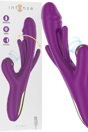 INTENSE - ATENEO VIBRADOR MULTIFUNCIÓN RECARGABLE 7 VIBRACIÓNES CON LENGUA OSCILANTE Y SUCCIONADOR MORADO