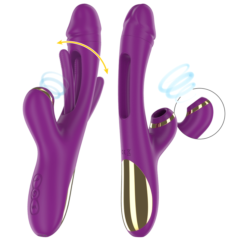 INTENSE - ATENEO VIBRADOR MULTIFUNCIÓN RECARGABLE 7 VIBRACIÓNES CON LENGUA OSCILANTE Y SUCCIONADOR MORADO - Imagen 7