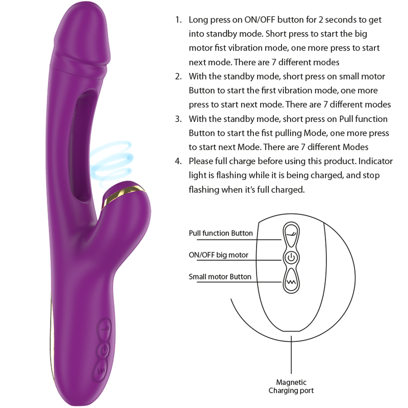 INTENSE - ATENEO VIBRADOR MULTIFUNCIÓN RECARGABLE 7 VIBRACIÓNES CON LENGUA OSCILANTE Y SUCCIONADOR MORADO - Imagen 3