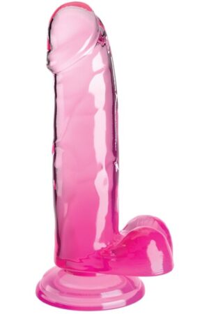 KING COCK - CLEAR PENE REALÍSTICO CON TESTÍCULOS 15.2 CM ROSA
