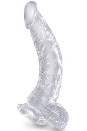 KING COCK - CLEAR PENE REALÍSTICO CURVADO CON TESTÍCULOS 16.5 CM TRANSPARENTE