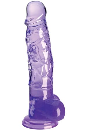 KING COCK - CLEAR PENE REALÍSTICO CON TESTÍCULOS 16.5 CM MORADO