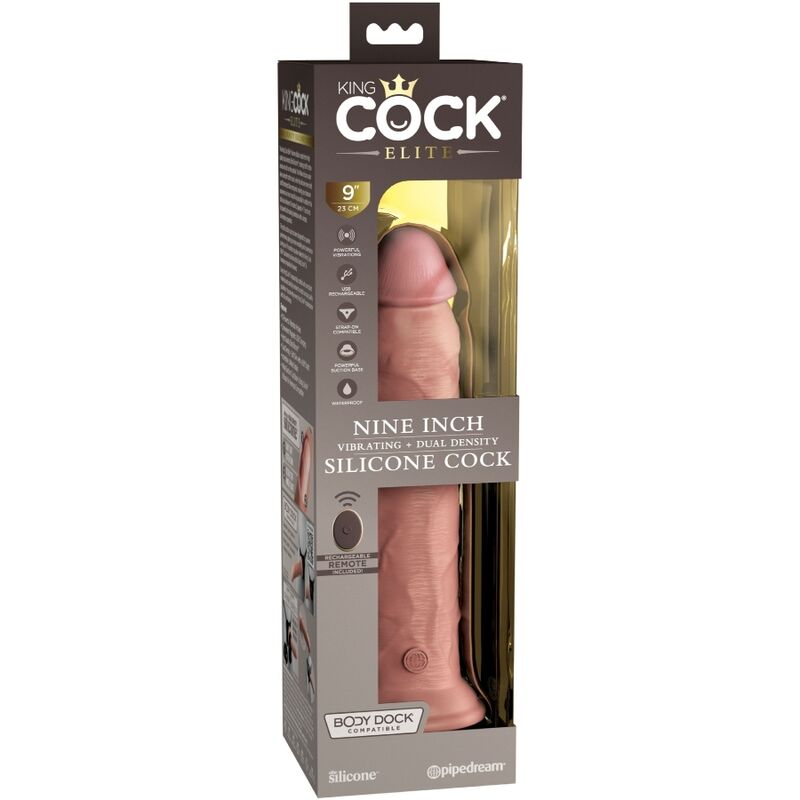 KING COCK - ÉLITE DILDO REALÍSTICO VIBRADOR & SILICONA CONTROL REMOTO 23 CM - Imagen 2