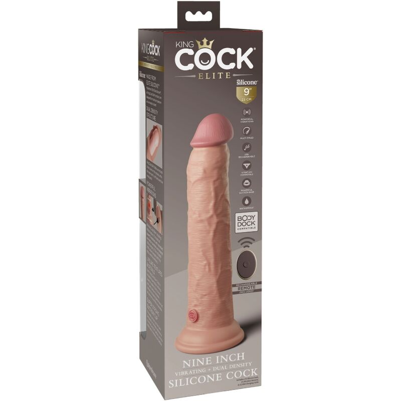KING COCK - ÉLITE DILDO REALÍSTICO VIBRADOR & SILICONA CONTROL REMOTO 23 CM - Imagen 6