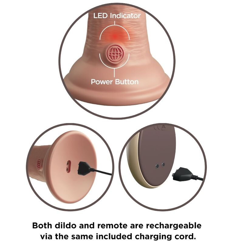 KING COCK - ÉLITE DILDO REALÍSTICO VIBRADOR & SILICONA CONTROL REMOTO 23 CM - Imagen 5