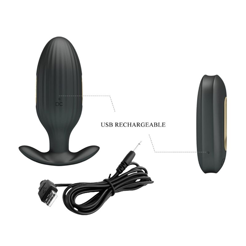 PRETTY LOVE - KELLY PLUG ANAL VIBRADOR RECARGABLE NEGRO - Imagen 8