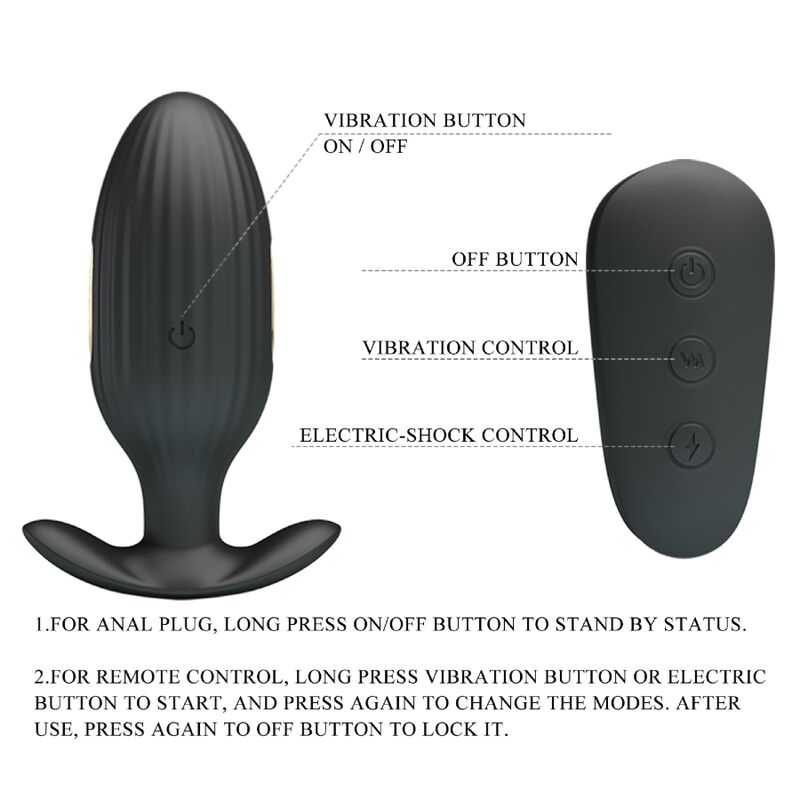 PRETTY LOVE - KELLY PLUG ANAL VIBRADOR RECARGABLE NEGRO - Imagen 7