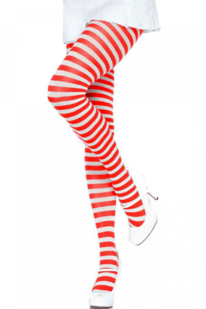 LEG AVENUE - MEDIAS DE RAYAS BLANCO/ROJO