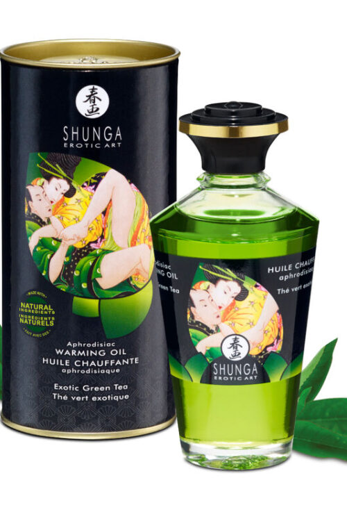 SHUNGA – ACEITE MASAJE EFECTO CALOR TE VERDE ORGÁNICO 100 ML