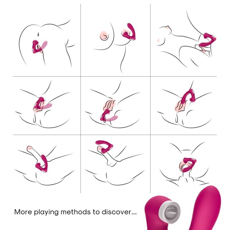 ARMONY - SECRETKISS ESTIMULADOR CON LENGUA CLITORIS & VIBRADOR CURVO FUCSIA - Imagen 2