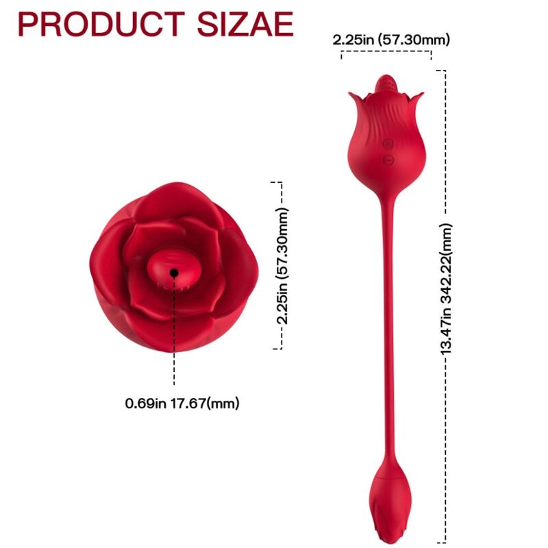 ARMONY - ROSA VIBRADOR ESTIMULADOR CLÍTORIS CON COLA 10 MODOS ROJO - Imagen 5