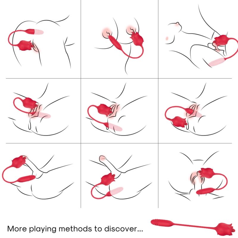 ARMONY - ROSA 3 EN 1, ESTIMULADOR, SUCCIONADOR Y UP&DOWN CON COLA ROJO - Imagen 5