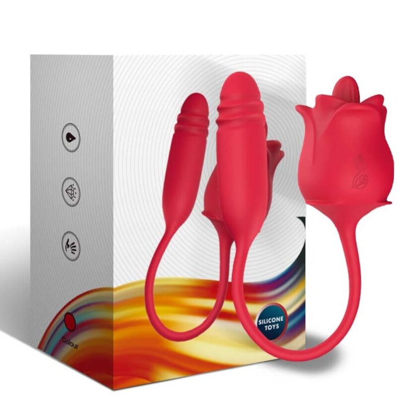ARMONY - ROSA 3 EN 1, ESTIMULADOR, SUCCIONADOR Y UP&DOWN CON COLA ROJO - Imagen 2