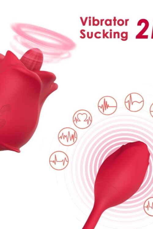 ARMONY – ROSA 2 EN 1 ESTIMULADOR SUCCIONADOR & VIBRADOR 10 MODOS CON COLA ROJO
