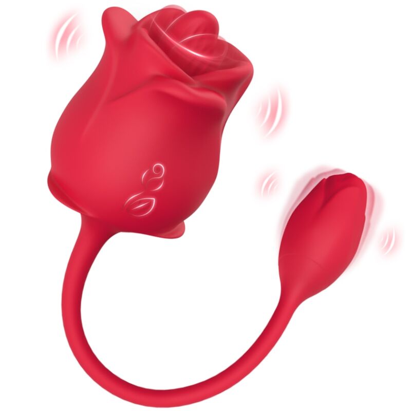 ARMONY - ROSA 2 EN 1 ESTIMULADOR SUCCIONADOR & VIBRADOR 10 MODOS CON COLA ROJO - Imagen 5