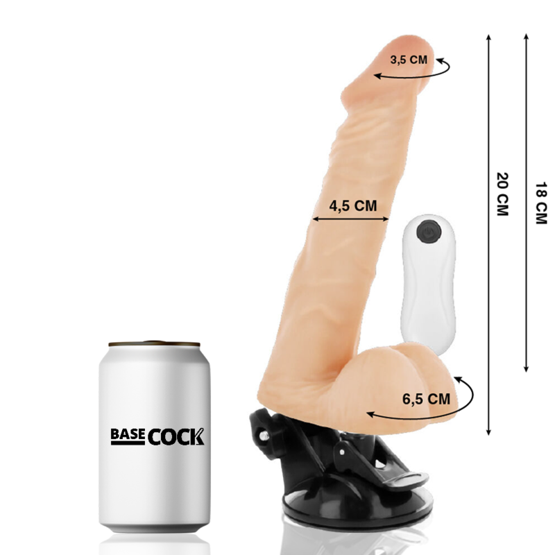 BASECOCK - VIBRADOR REALÍSTICO ARTICULABLE CONTROL REMOTO NATURAL 20 CM -O- 4.5 CM - Imagen 5
