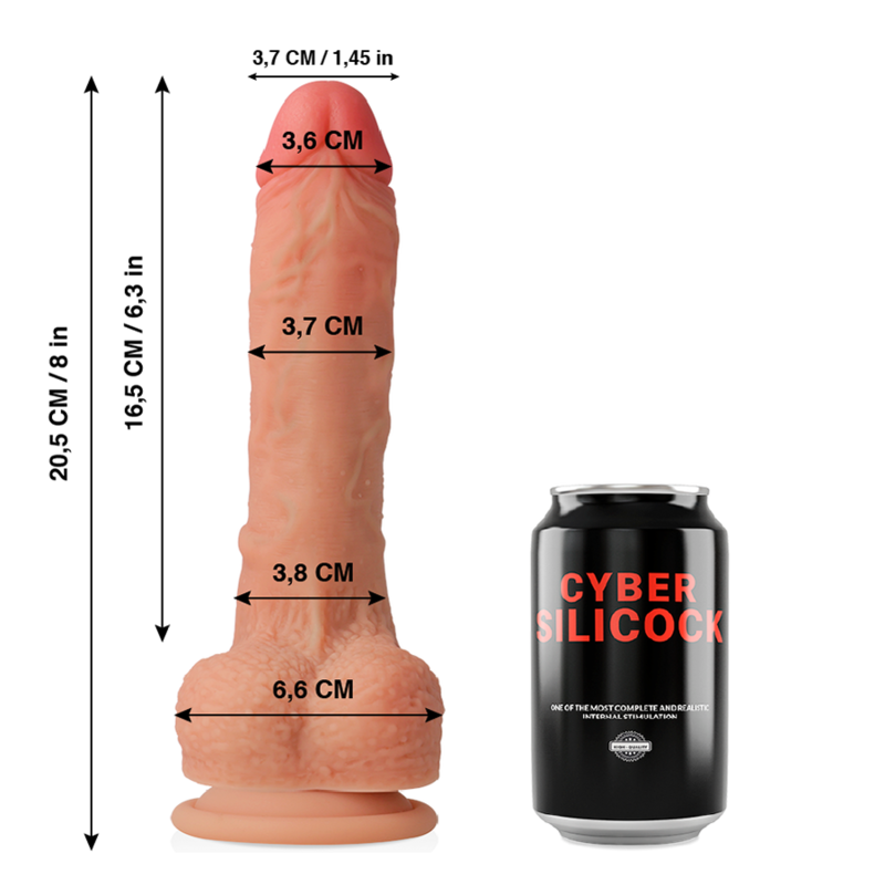 CYBER SILICOCK - CONNOR REALÍSTICO SILICONA LÍQUIDA 20.5 CM -O- 3.7 CM - Imagen 6