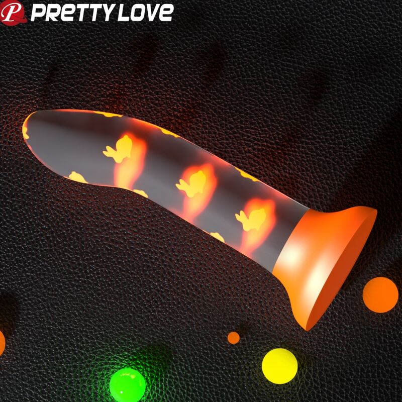 PRETTY LOVE - MAGICAL NIGHTFALL DILDO SIN VIBRACIÓN LUMINOSO NARANJA - Imagen 2