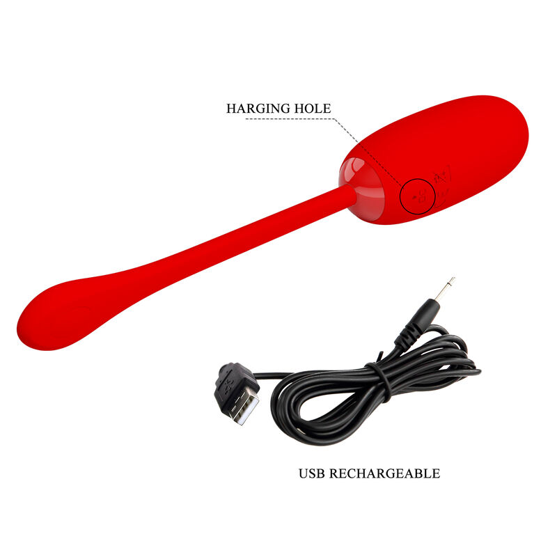 PRETTY LOVE - JULIUS HUEVO VIBRADOR IMPERMEBLE & RECARGABLE ROJO - Imagen 9
