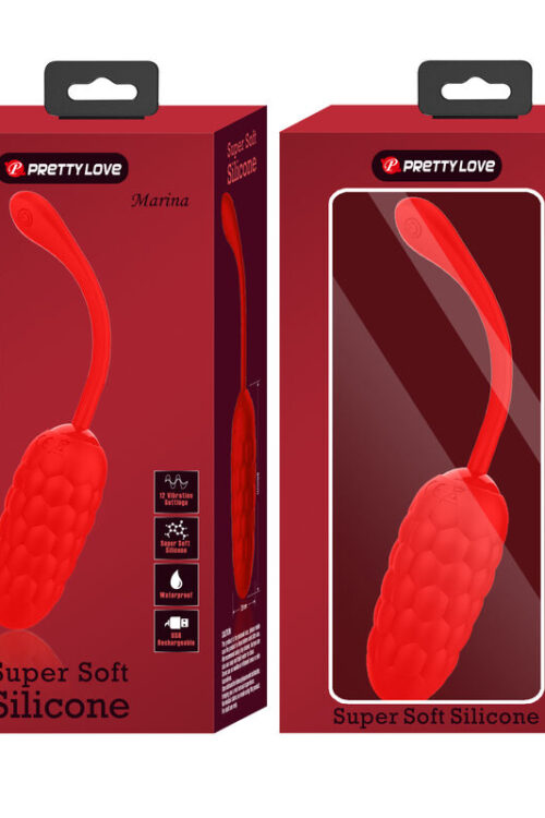 PRETTY LOVE – HUEVO VIBRADOR CON TEXTURA MARINA RECARGABLE ROJO