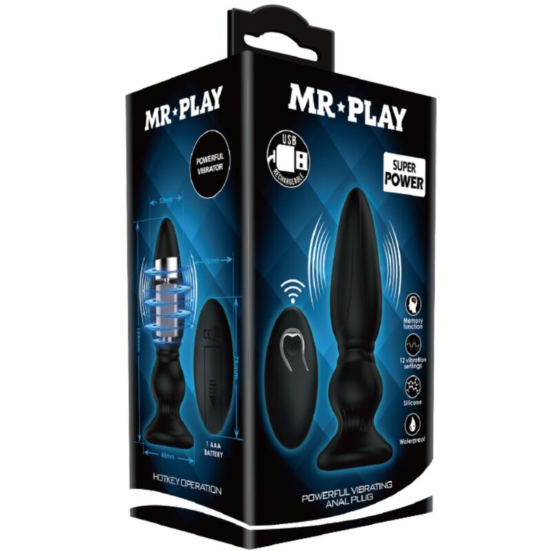 MR PLAY - VIBRADOR POTENTE CONTROL REMOTO ANAL PLUG NEGRO - Imagen 3
