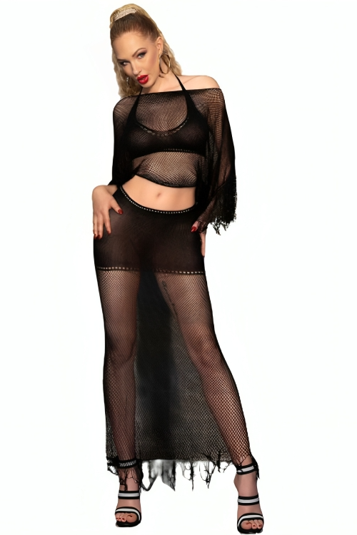 CHILIROSE – CR 4666 TOP & FALDA NEGRO S/M