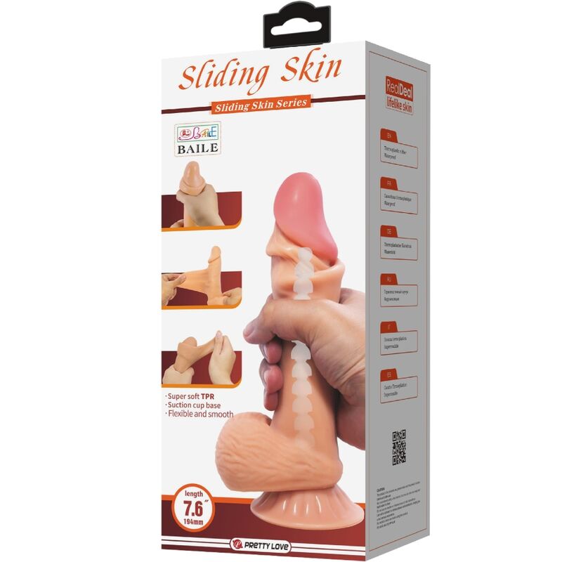 PRETTY LOVE - SLIDING SKIN SERIES DILDO REALÍSTICO CON VENTOSA PIEL DESLIZANTE 19.4 CM - Imagen 7