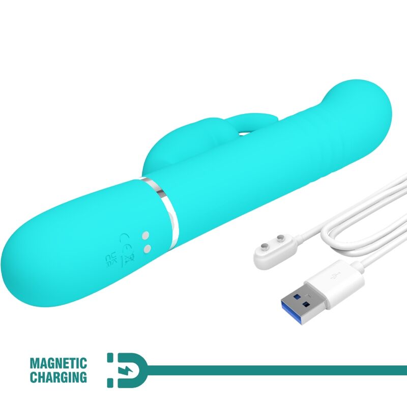 PRETTY LOVE - VIBRADOR COALE RABBIT PERLAS VERDE AGUA - Imagen 9