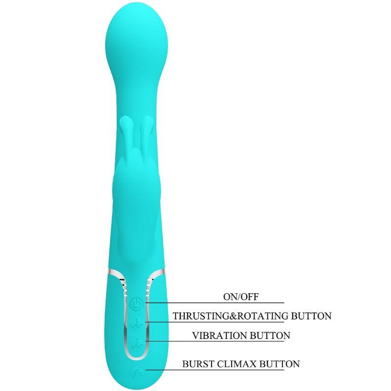 PRETTY LOVE - DEJON VIBRADOR RABBIT 3 EN 1 MULTIFUNCIÓN VERDE AGUA - Imagen 8