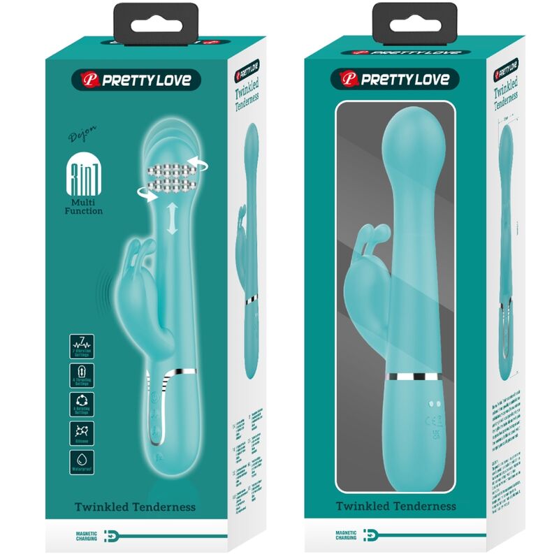 PRETTY LOVE - DEJON VIBRADOR RABBIT 3 EN 1 MULTIFUNCIÓN VERDE AGUA - Imagen 4