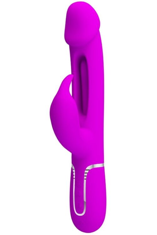 PRETTY LOVE – KAMPAS VIBRADOR RABBIT 3 EN 1 MULTIFUNCIÓN CON LENGUA FUCSIA
