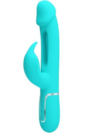 PRETTY LOVE - KAMPAS VIBRADOR RABBIT 3 EN 1 MULTIFUNCIÓN CON LENGUA VERDE AGUA