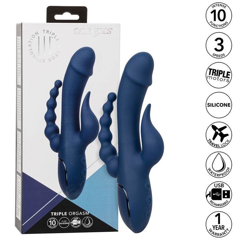 CALEXOTICS - VIBRADOR TRIPLE ORGASM AZUL - Imagen 11