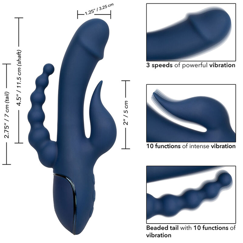 CALEXOTICS - VIBRADOR TRIPLE ORGASM AZUL - Imagen 2