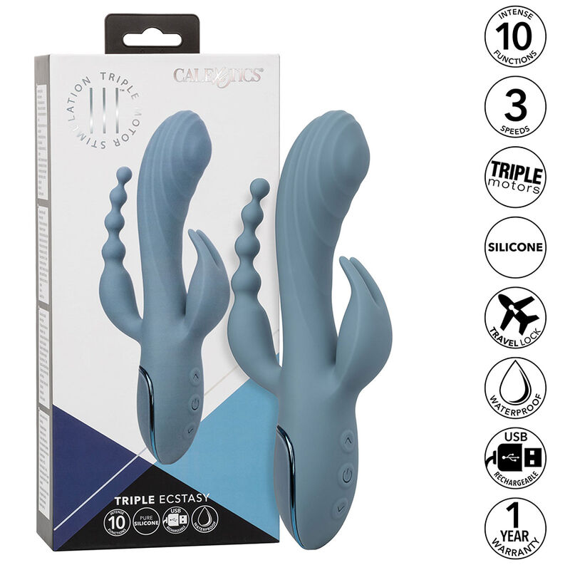 CALEXOTICS - VIBRADOR TRIPLE ÉXTASIS GRIS - Imagen 11