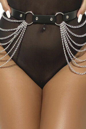 SUBBLIME - CINTURÓN DE CADENAS CUERO NEGRO TALLA ÚNICA