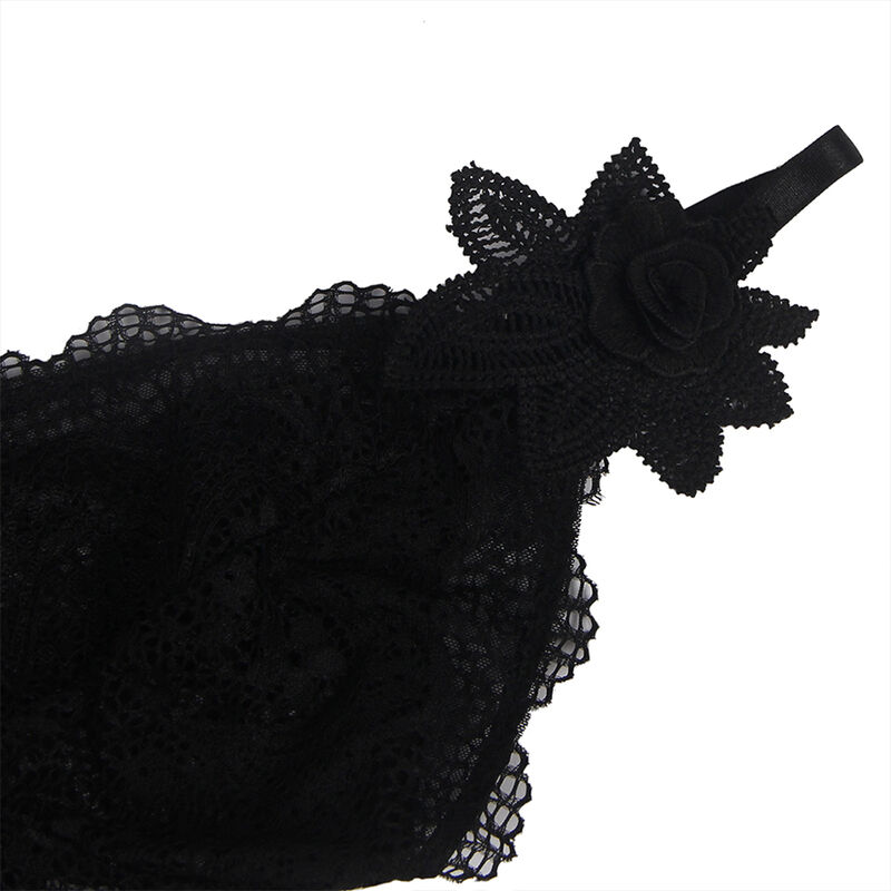 SUBBLIME - BABYDOLL TELA DE TUL DETALLE ENCAJE Y FLOR NEGRO S/M - Imagen 5