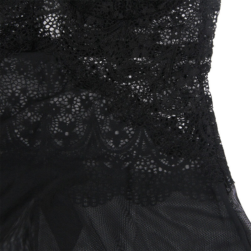 SUBBLIME - BABYDOLL TELA DE TUL DETALLE ENCAJE Y FLOR NEGRO S/M - Imagen 4