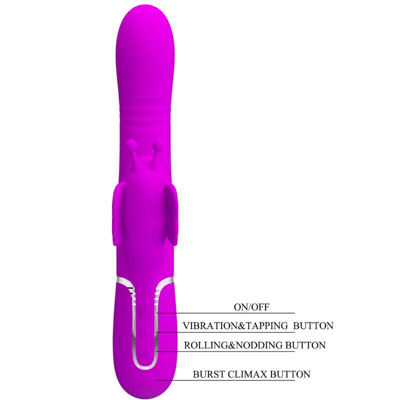 PRETTY LOVE - VIBRADOR RABBIT MULTIFUNCIÓN 4 EN 1 MARIPOSA FUCSIA - Imagen 11