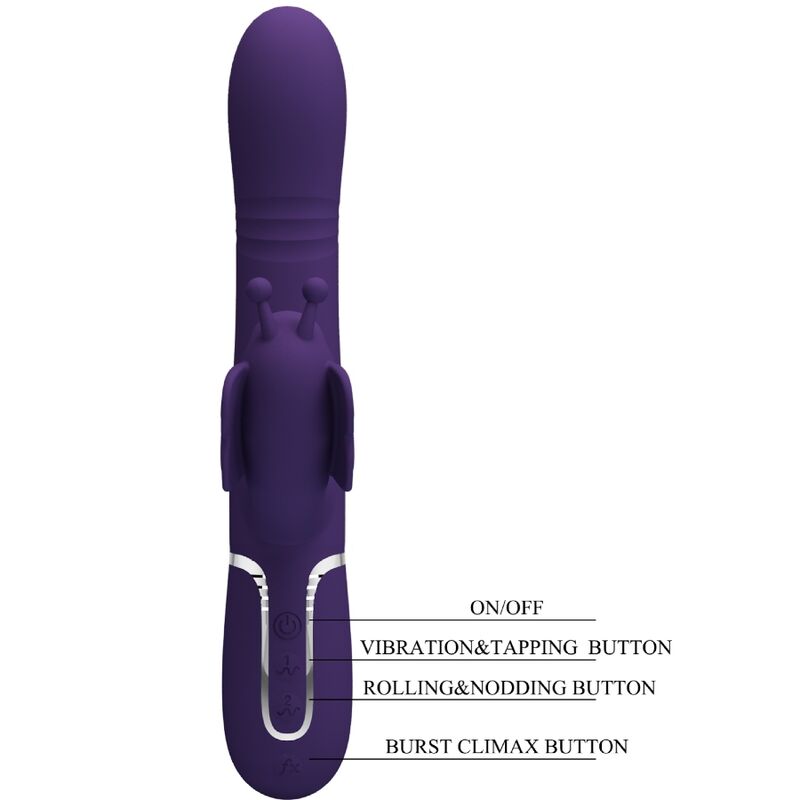 PRETTY LOVE - VIBRADOR RABBIT MULTIFUNCIÓN 4 EN 1 MARIPOSA MORADO - Imagen 10