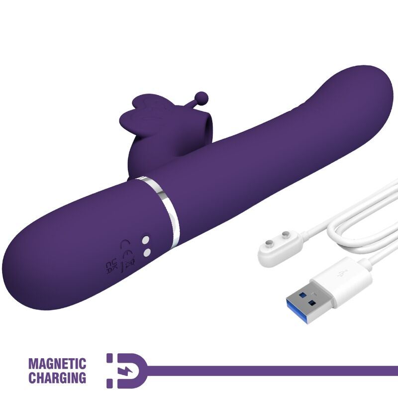 PRETTY LOVE - VIBRADOR RABBIT MULTIFUNCIÓN 4 EN 1 MARIPOSA MORADO - Imagen 8