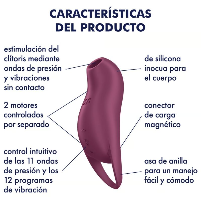 SATISFYER - POCKET PRO 1 ESTIMULADOR CLÍTORIS GRANATE - Imagen 5