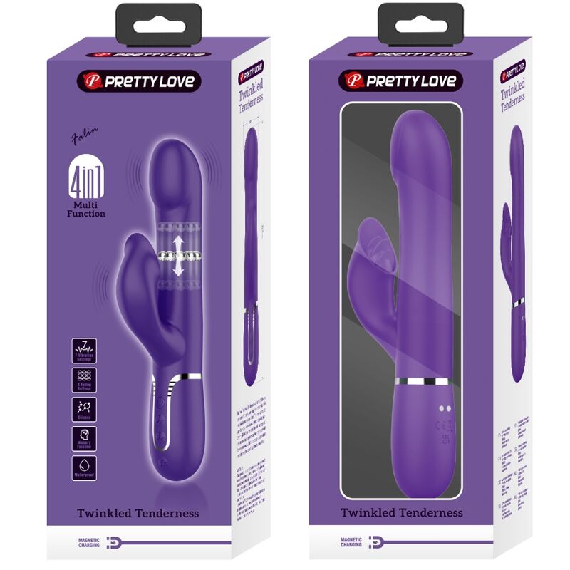 PRETTY LOVE - ZALIN VIBRADOR RABBIT PERLAS 4 EN 1 MORADO - Imagen 2