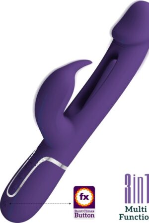 PRETTY LOVE - KAMPAS VIBRADOR RABBIT 3 EN 1 MULTIFUNCIÓN CON LENGUA VIOLETA