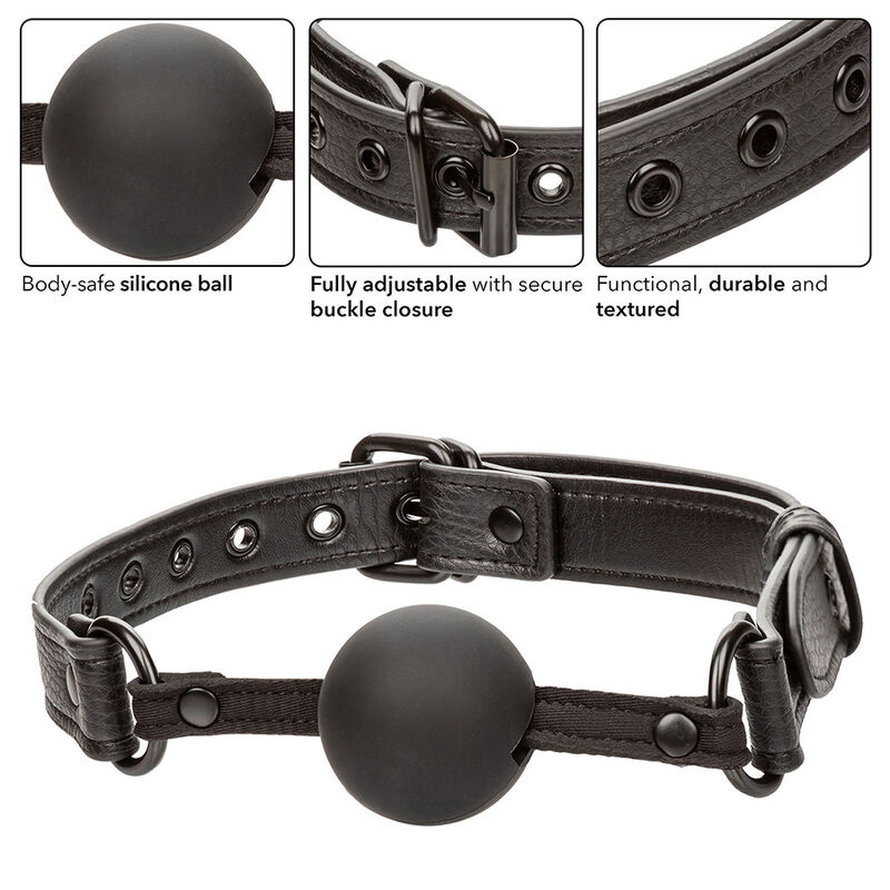 CALEXOTICS - NOCTURNAL MORDAZA DE BOLA SILICONA NEGRO - Imagen 3