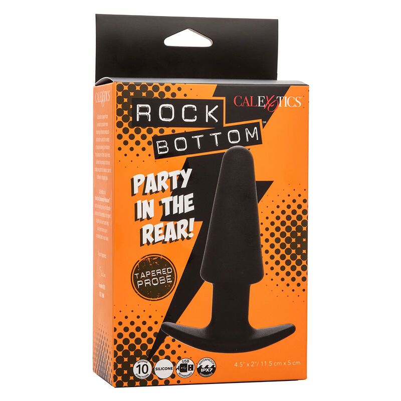 CALEXOTICS - ROCK BOTTOM PLUG ANAL CÓNICO 10 VIBRACIONES SILICONA NEGRO - Imagen 2