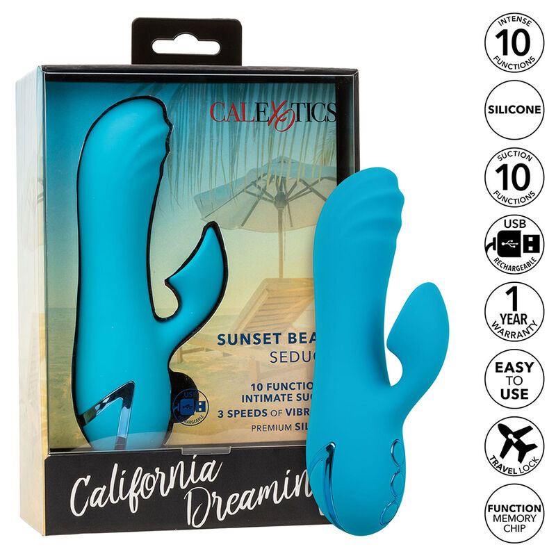 CALEXOTICS - SUNSET BEACH SEDUCER VIBRADOR Y ESTIMULADOR 10 FUNCIONES AZUL - Imagen 10